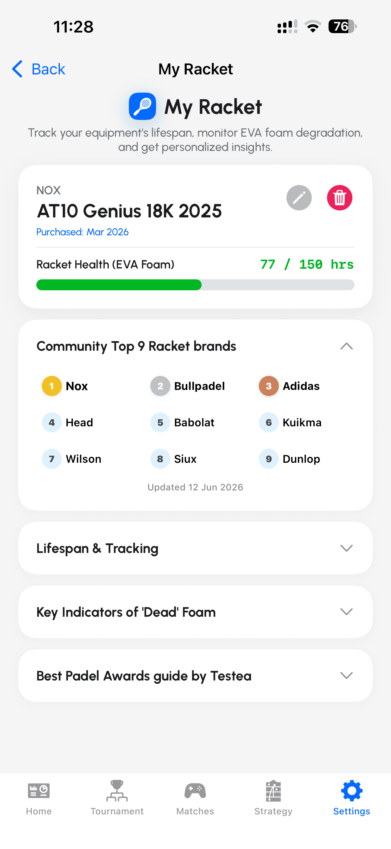 Track your racket life