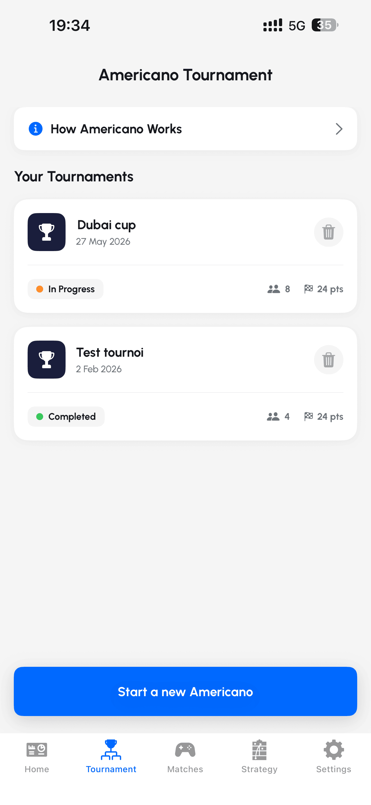 Americano tournament